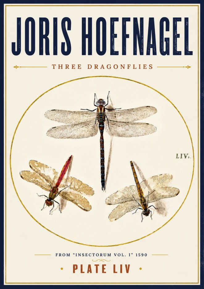 Joris Hoefnagel Three Dragonflies No6 - Poszter