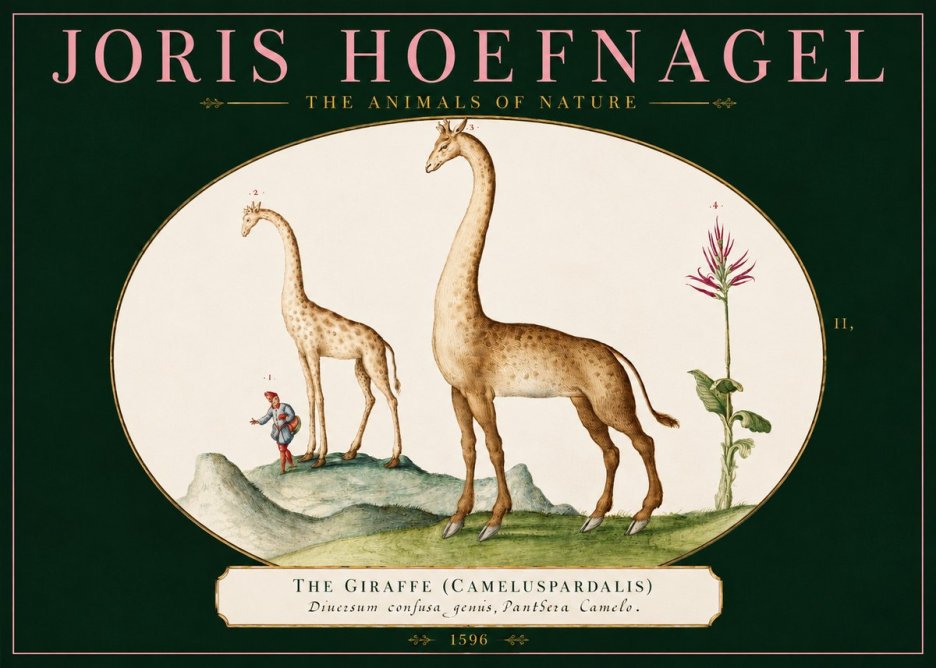 Joris Hoefnagel The Giraffe (Cameluspardalis) No2 - Poszter