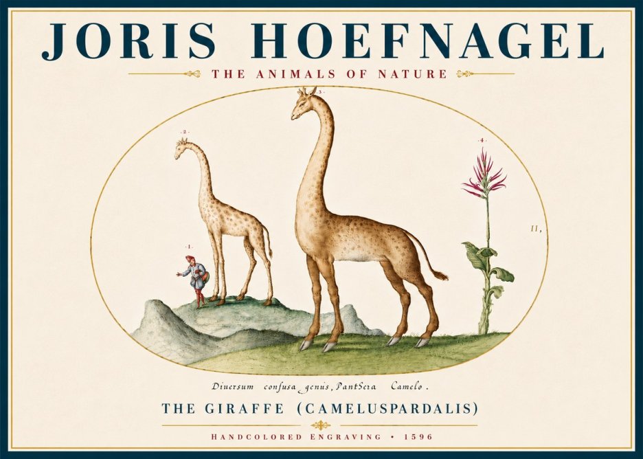 Joris Hoefnagel The Giraffe (Cameluspardalis) No5 - Poszter