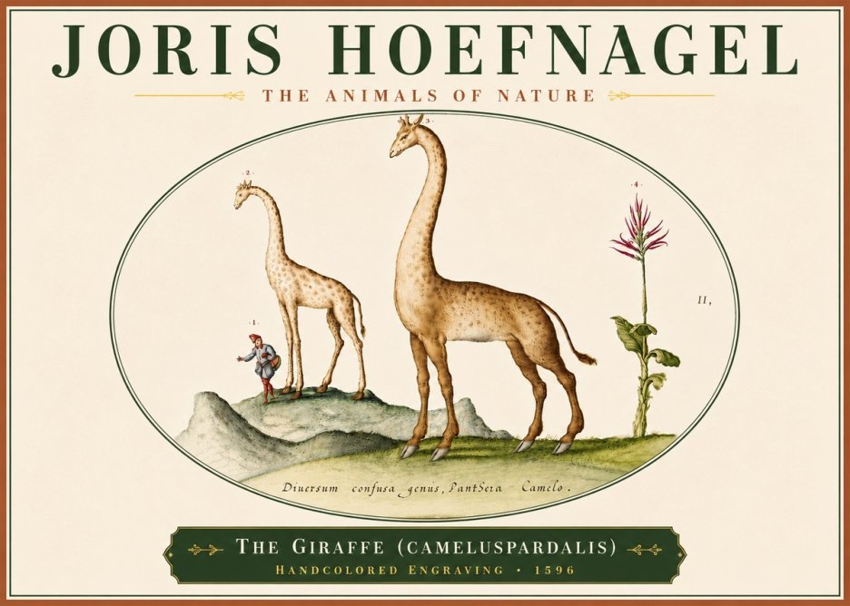 Joris Hoefnagel The Giraffe (Cameluspardalis) No6 - Poszter