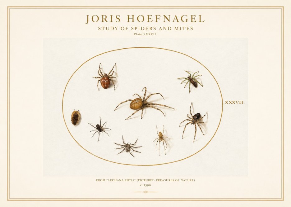 Joris Hoefnagel Study of Spiders and Mites - Plate Xxxvii. No1 - Poszter