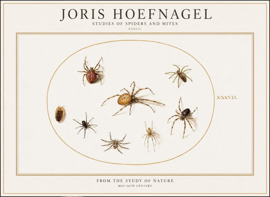 Joris Hoefnagel Study of Spiders and Mites - Plate Xxxvii. No2 - Poszter