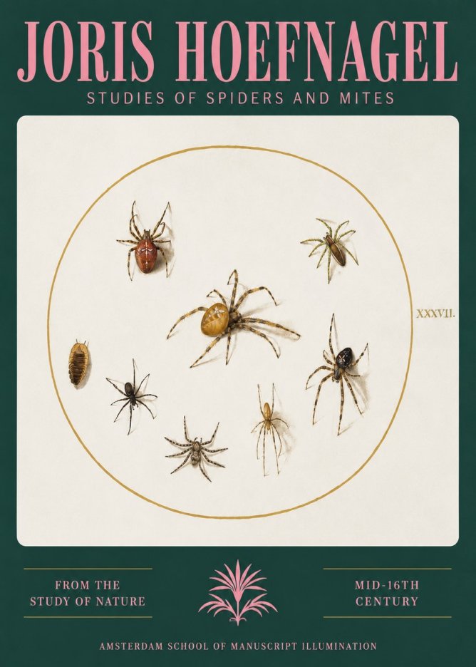 Joris Hoefnagel Study of Spiders and Mites - Plate Xxxvii. No3 - Poszter