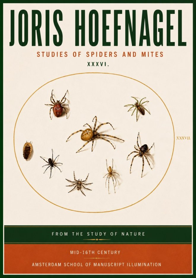 Joris Hoefnagel Study of Spiders and Mites - Plate Xxxvii. No5 - Poszter