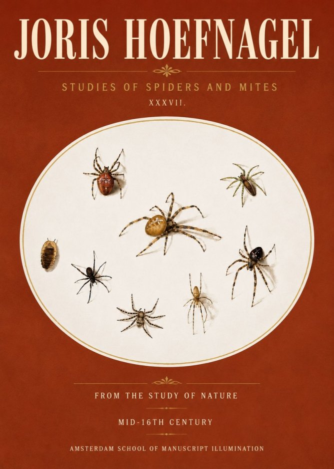 Joris Hoefnagel Study of Spiders and Mites - Plate Xxxvii. No6 - Poszter