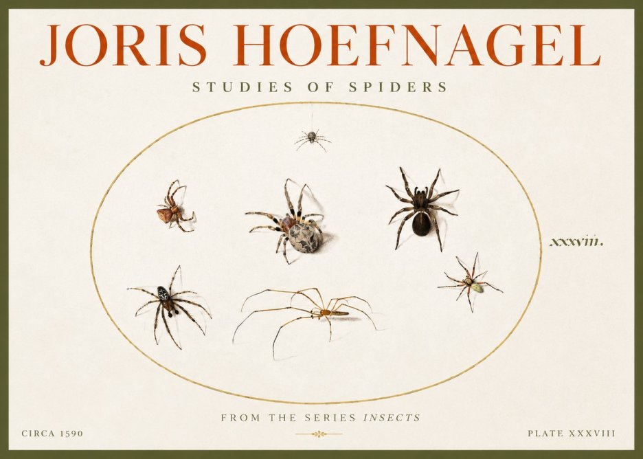 Joris Hoefnagel Studies of Spiders I No4 - Poszter