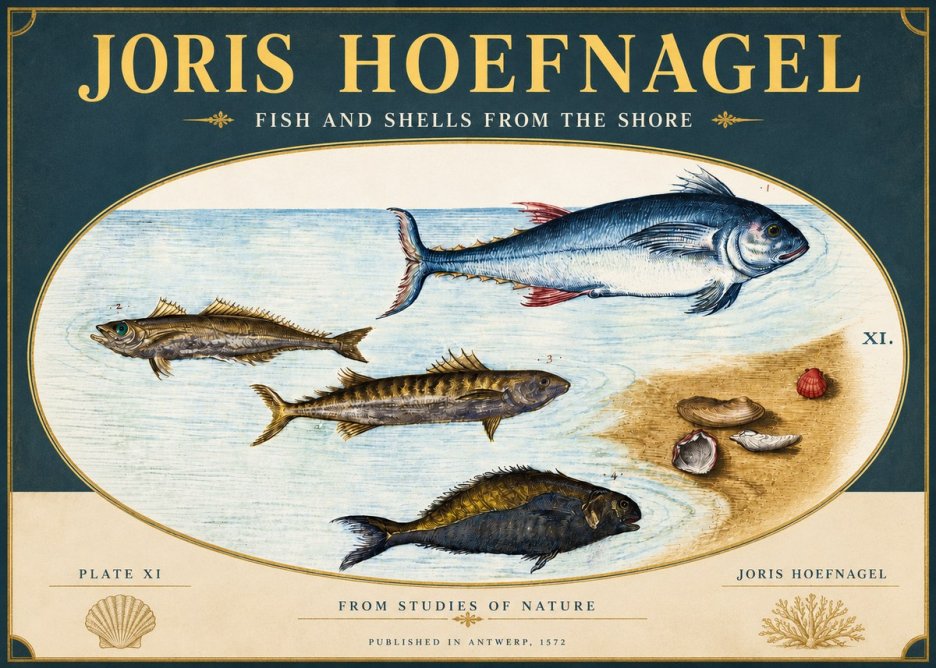 Joris Hoefnagel Fish and Shells from the Shore No4 - Poszter