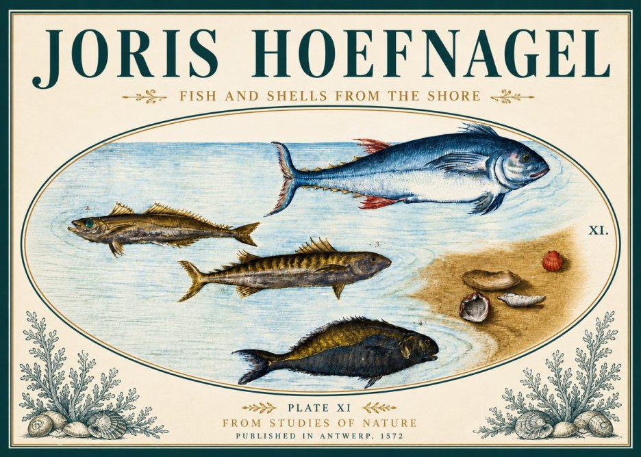 Joris Hoefnagel Fish and Shells from the Shore No6 - Poszter