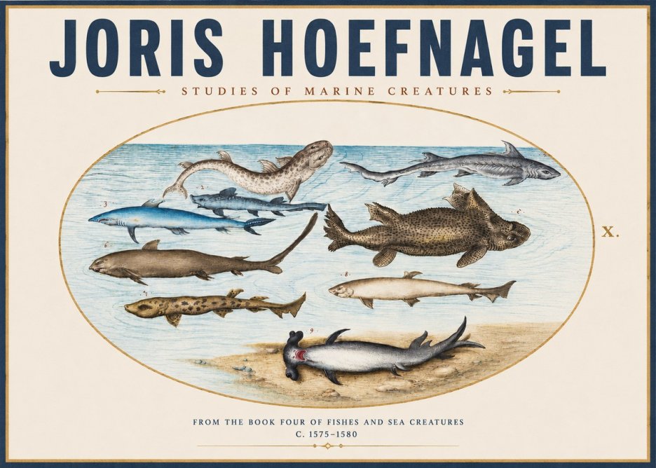 Joris Hoefnagel Studies of Marine Creatures No3 - Poszter