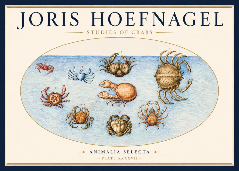 Joris Hoefnagel Studies of Crabs No3 - Poszter