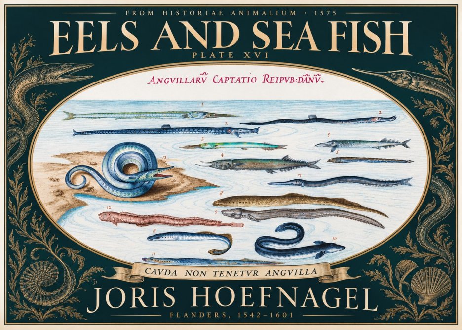 Joris Hoefnagel Eels and Sea Fish No5 - Poszter
