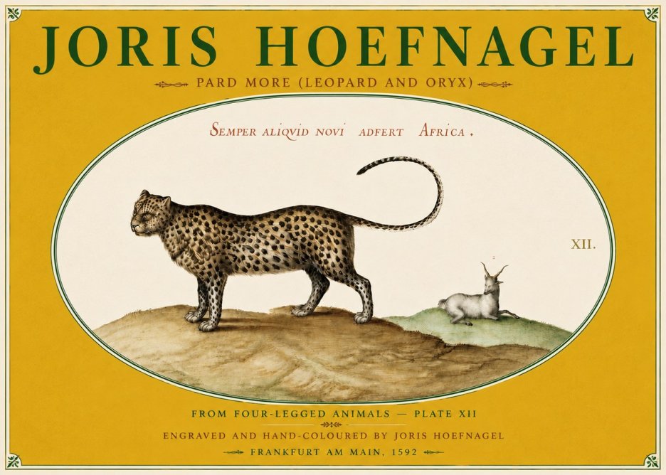 Joris Hoefnagel Pard More (Leopard and Oryx) No6 - Poszter