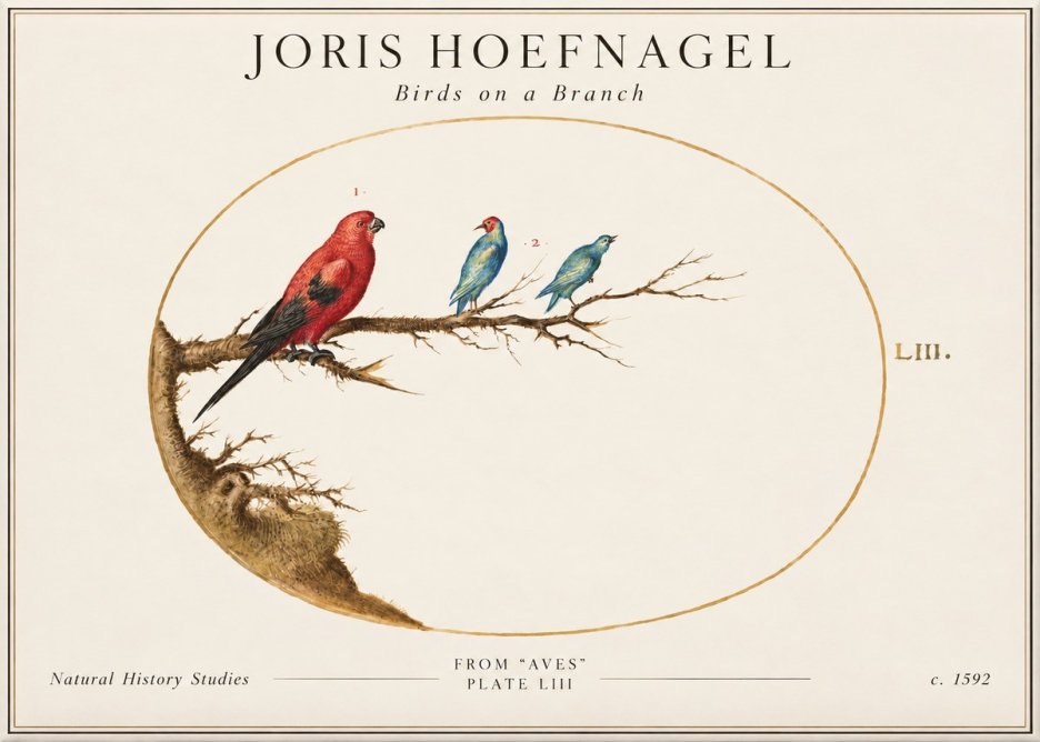 Joris Hoefnagel Birds on a Branch No2 - Poszter