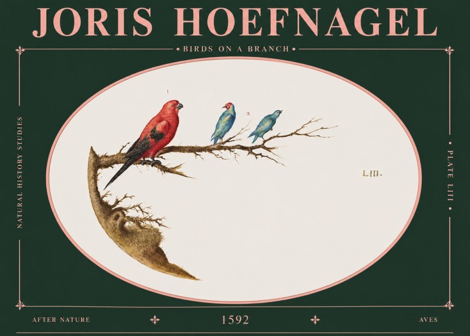 Joris Hoefnagel Birds on a Branch No6 - Poszter