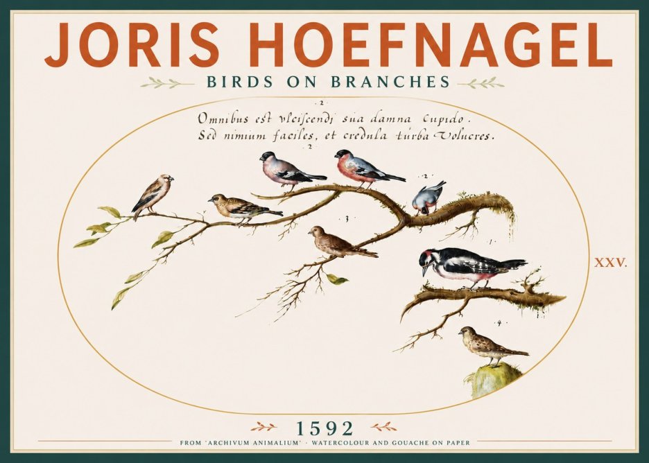 Joris Hoefnagel Birds on Branches No4 - Poszter