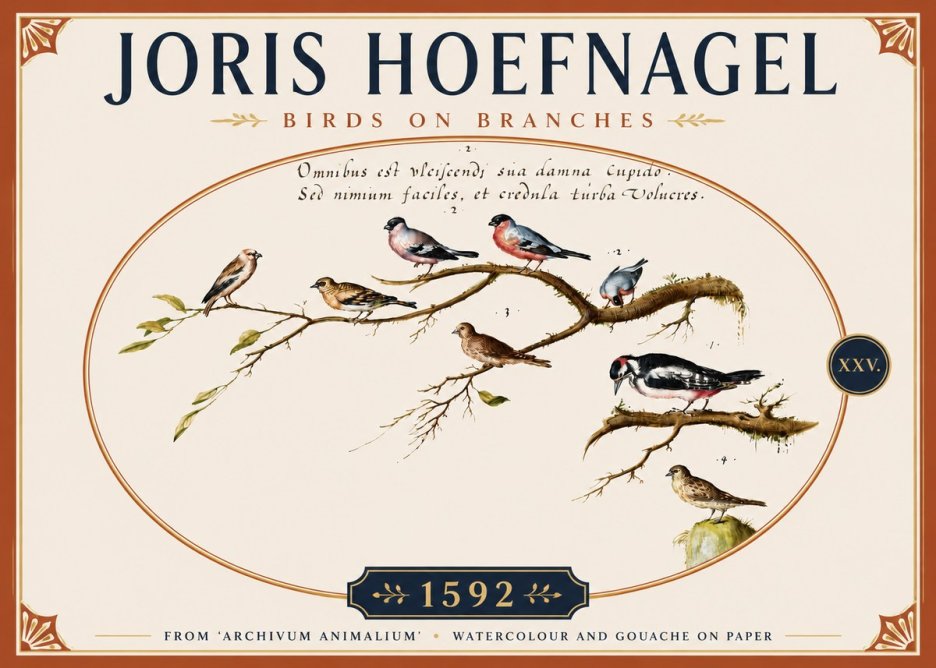 Joris Hoefnagel Birds on Branches No5 - Poszter