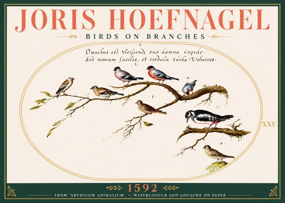 Joris Hoefnagel Birds on Branches No6 - Poszter