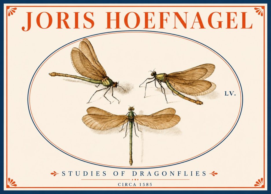 Joris Hoefnagel Studies of Dragonflies No5 - Poszter