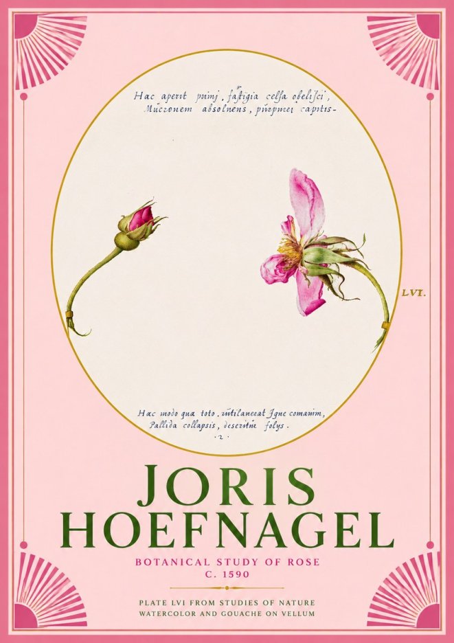 Joris Hoefnagel Botanical Study of Rose No2 - Poszter