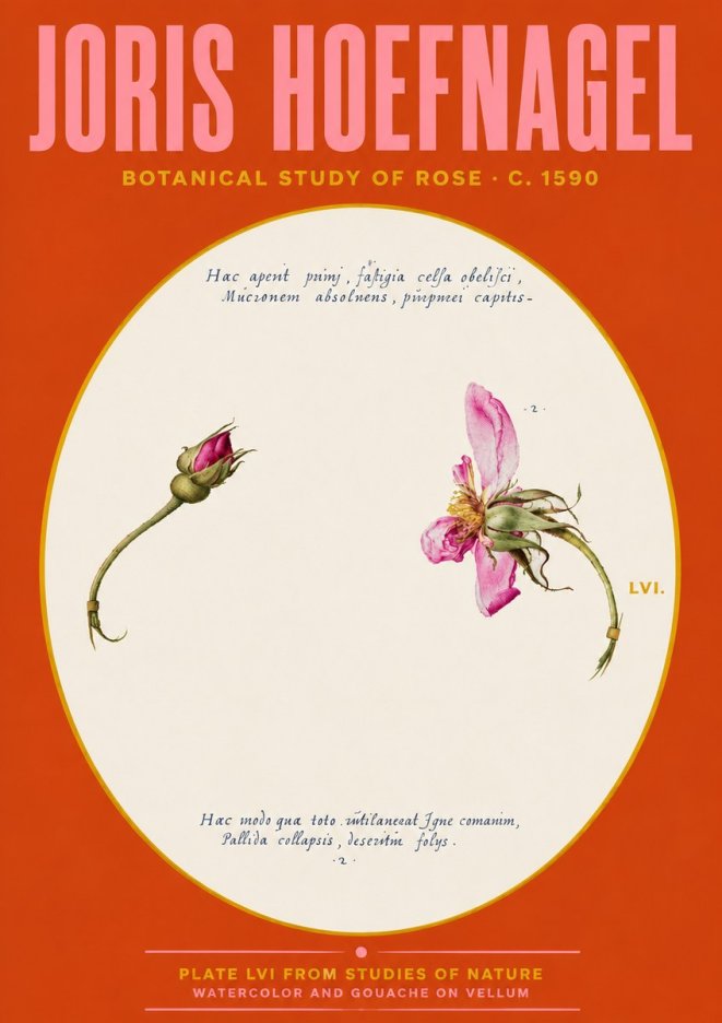 Joris Hoefnagel Botanical Study of Rose No4 - Poszter
