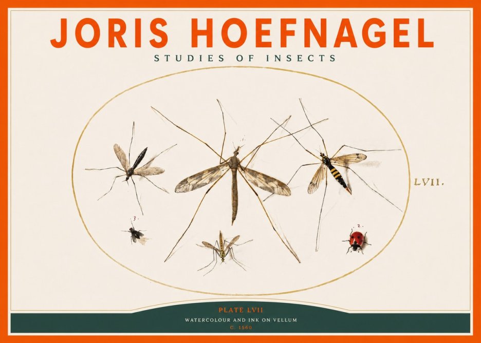 Joris Hoefnagel Studies of Insects II No2 - Poszter