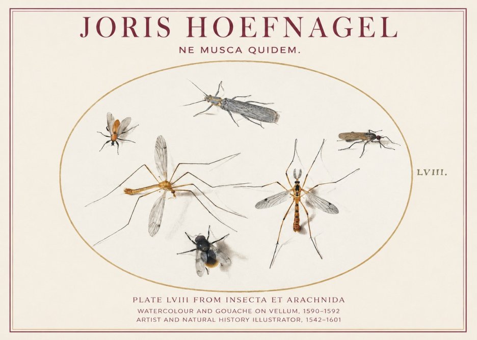 Joris Hoefnagel Plate Lviii from Insecta Et Arachnida No1 - Poszter