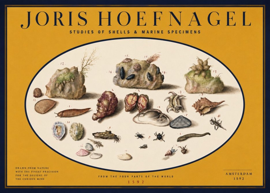 Joris Hoefnagel Studies of Shells & Marine Specimens No2 - Poszter
