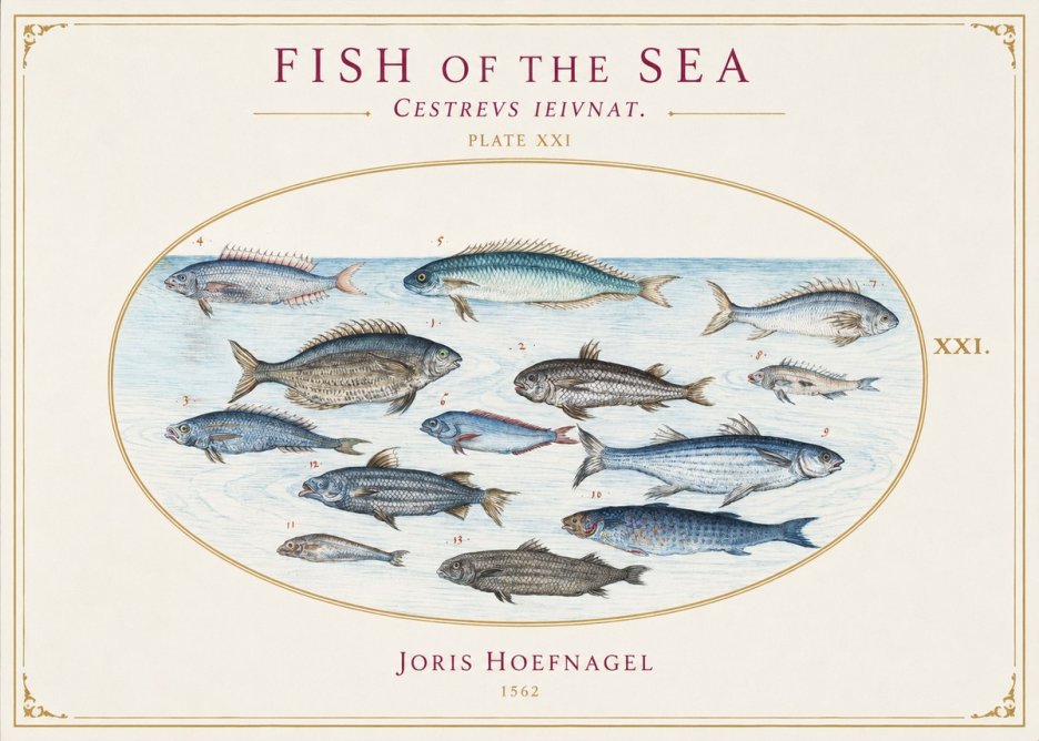 Joris Hoefnagel Fish of the Sea - Cestrevs Ieivnat. Plate Xxi No1 - Poszter