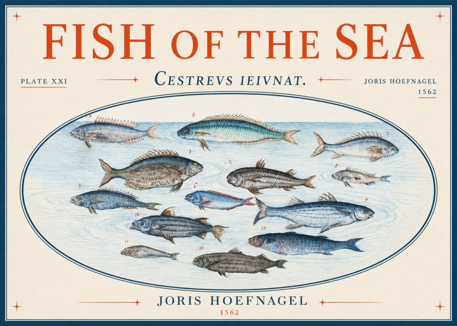 Joris Hoefnagel Fish of the Sea - Cestrevs Ieivnat. Plate Xxi No3 - Poszter