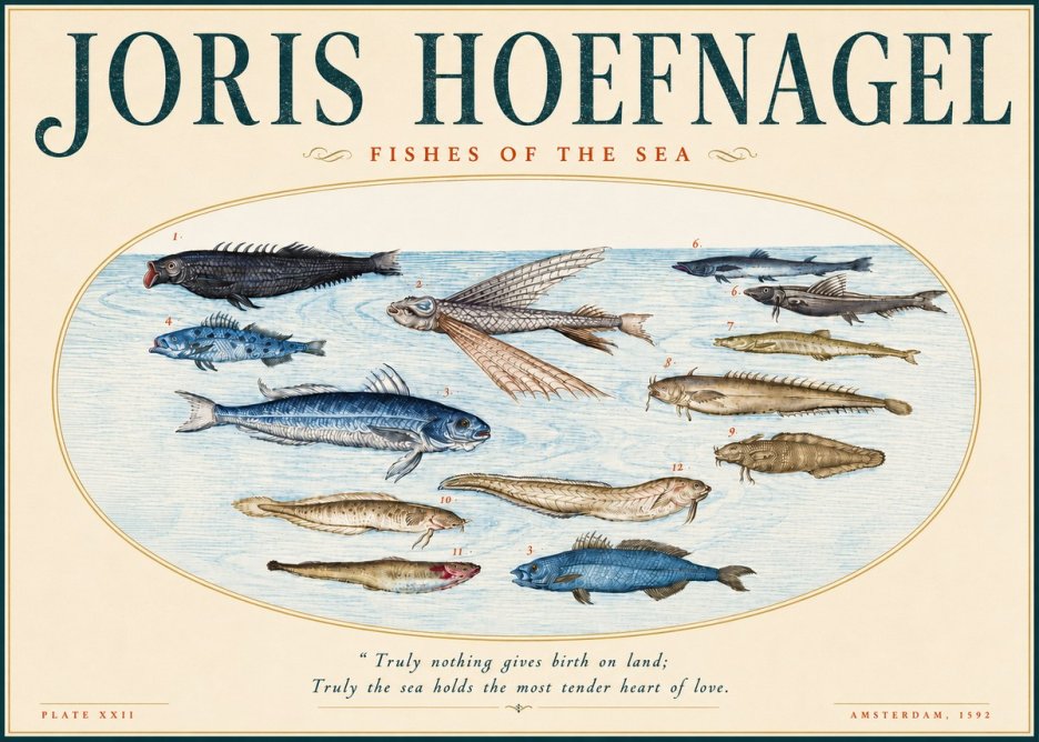Joris Hoefnagel Fishes of the Sea I No4 - Poszter