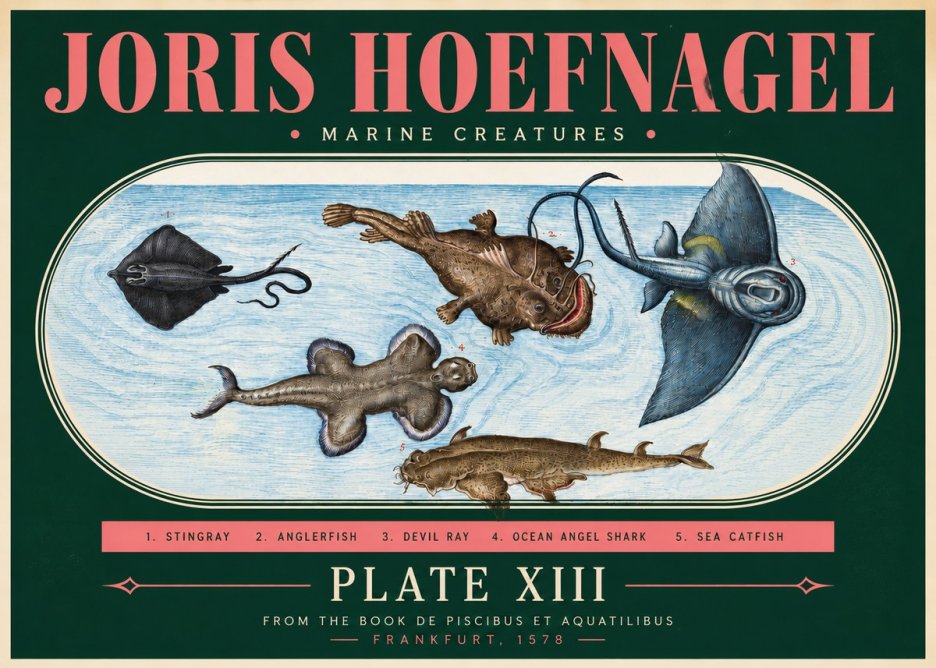 Joris Hoefnagel Marine Creatures Plate Xiii No3 - Poszter