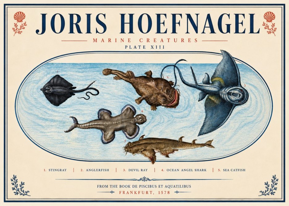 Joris Hoefnagel Marine Creatures Plate Xiii No4 - Poszter
