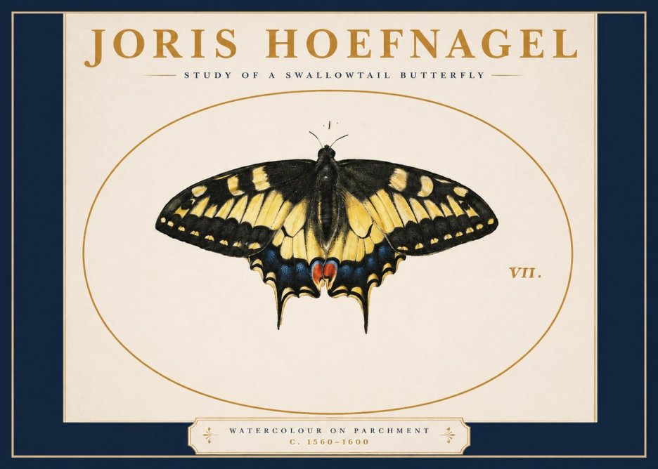 Joris Hoefnagel Study of a Swallowtail Butterfly No2 - Poszter