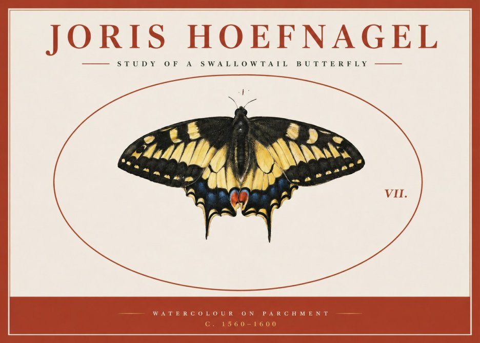 Joris Hoefnagel Study of a Swallowtail Butterfly No3 - Poszter