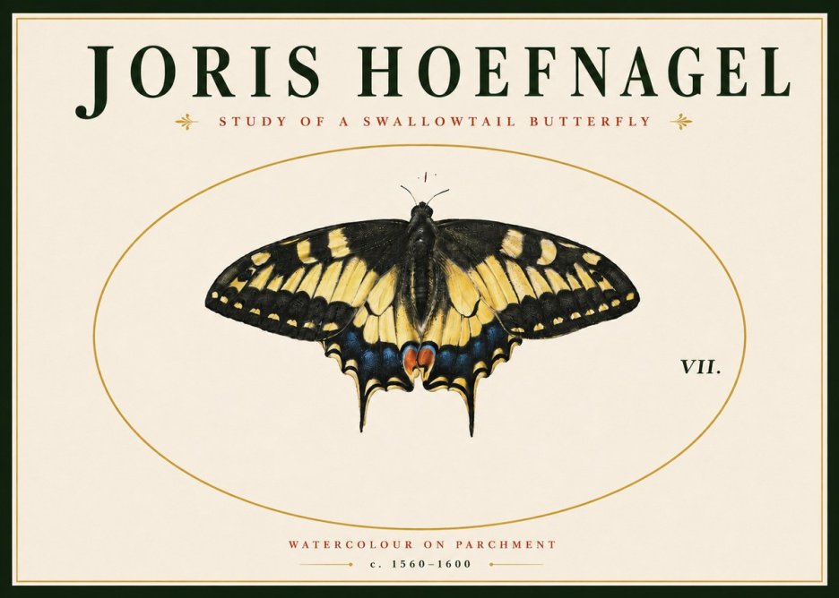 Joris Hoefnagel Study of a Swallowtail Butterfly No4 - Poszter