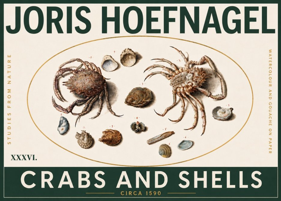 Joris Hoefnagel Crabs and Shells - Studies from Nature No5 - Poszter