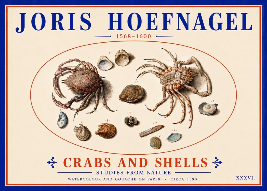 Joris Hoefnagel Crabs and Shells - Studies from Nature No6 - Poszter