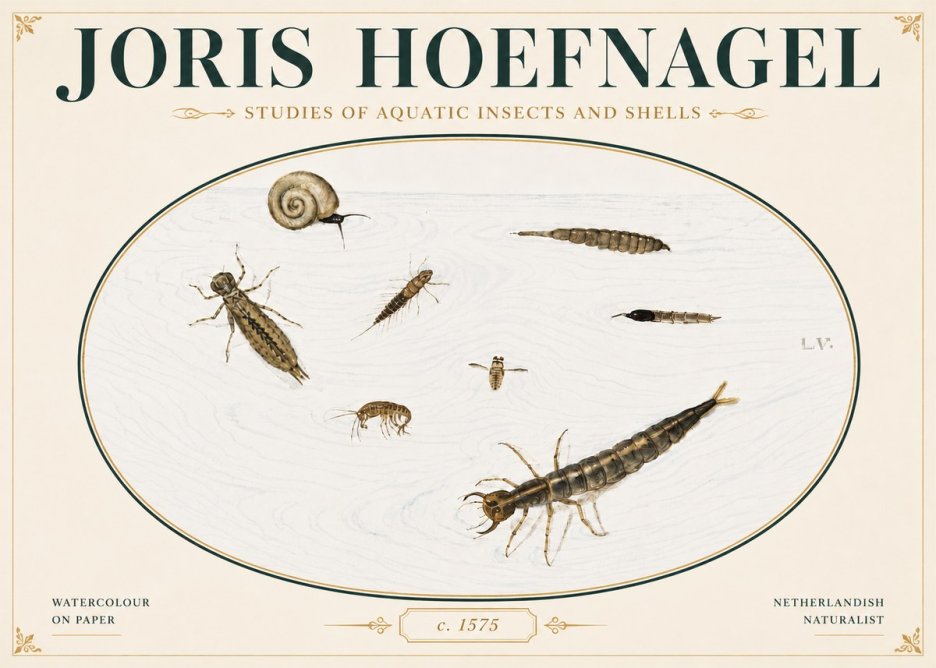 Joris Hoefnagel Studies of Aquatic Insects and Shells No4 - Poszter