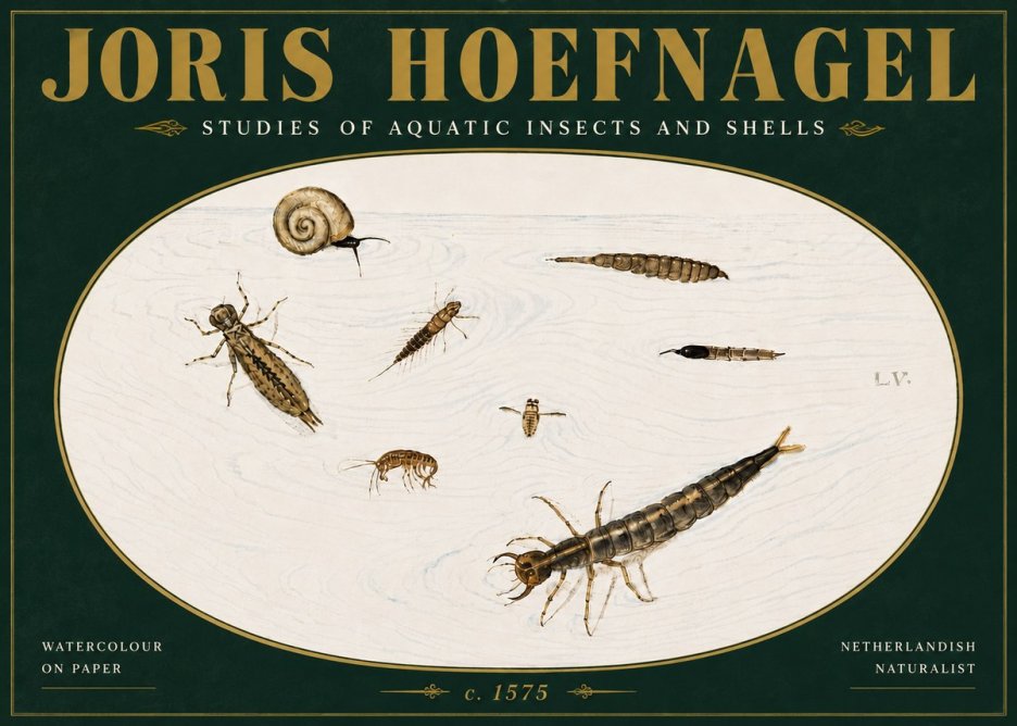 Joris Hoefnagel Studies of Aquatic Insects and Shells No5 - Poszter