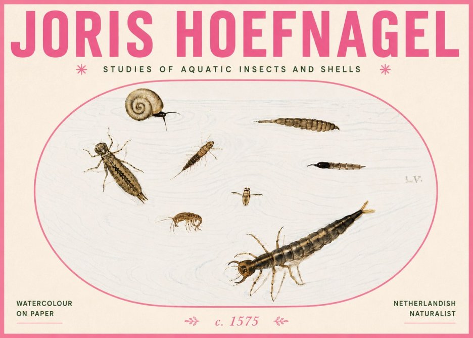 Joris Hoefnagel Studies of Aquatic Insects and Shells No6 - Poszter