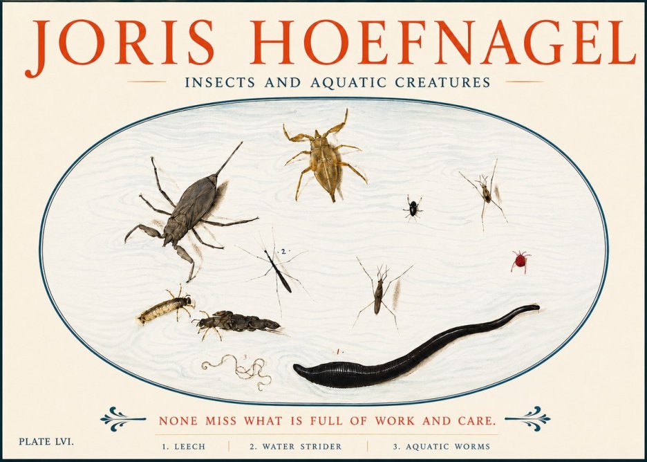 Joris Hoefnagel Insects and Aquatic Creatures No5 - Poszter