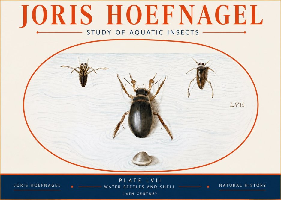 Joris Hoefnagel Water Beetles and Shell No4 - Poszter