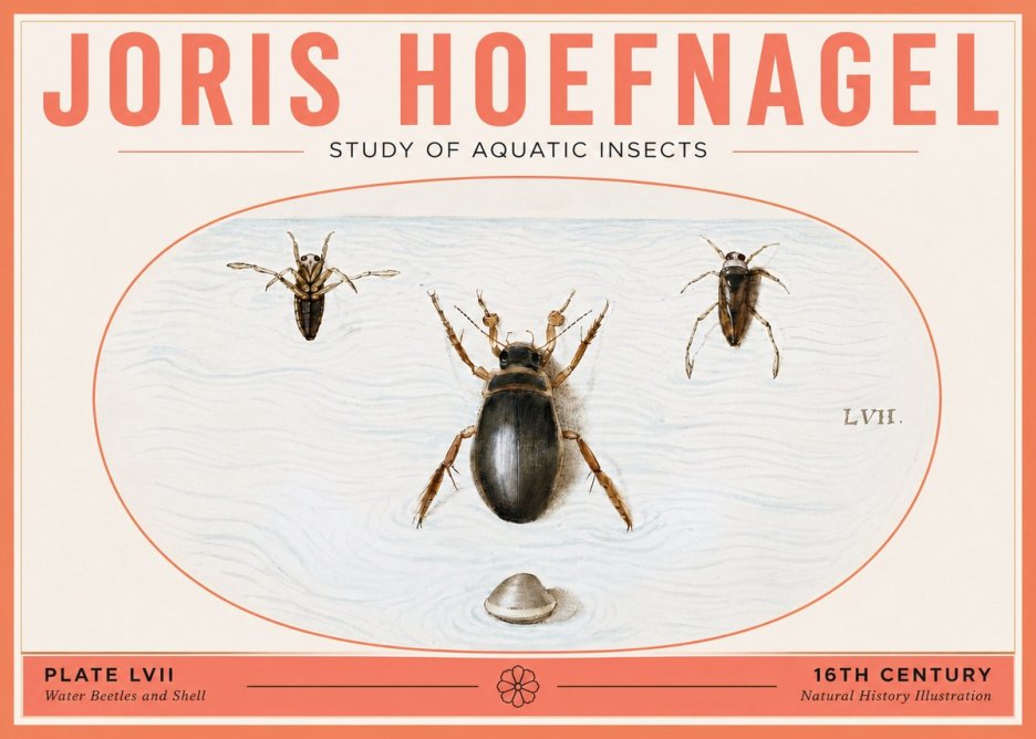 Joris Hoefnagel Water Beetles and Shell No5 - Poszter