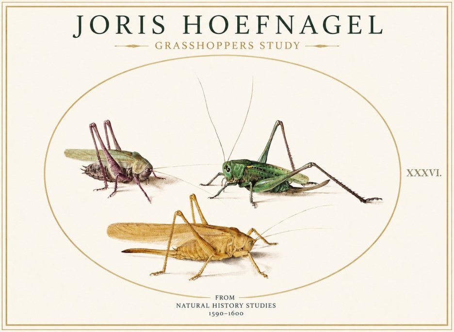 Joris Hoefnagel Grasshoppers Study No1 - Poszter