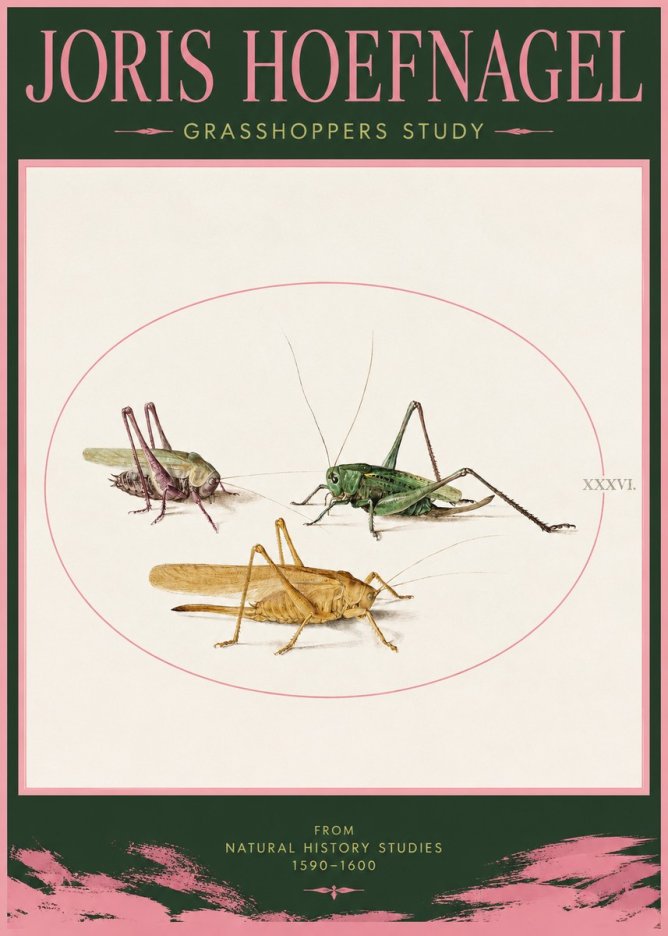Joris Hoefnagel Grasshoppers Study No2 - Poszter