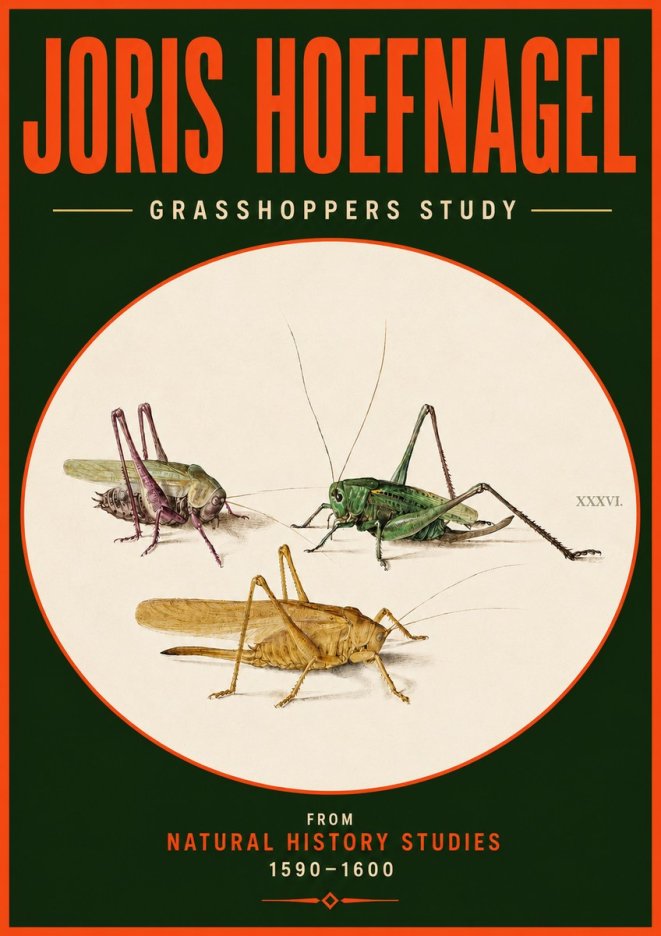 Joris Hoefnagel Grasshoppers Study No4 - Poszter