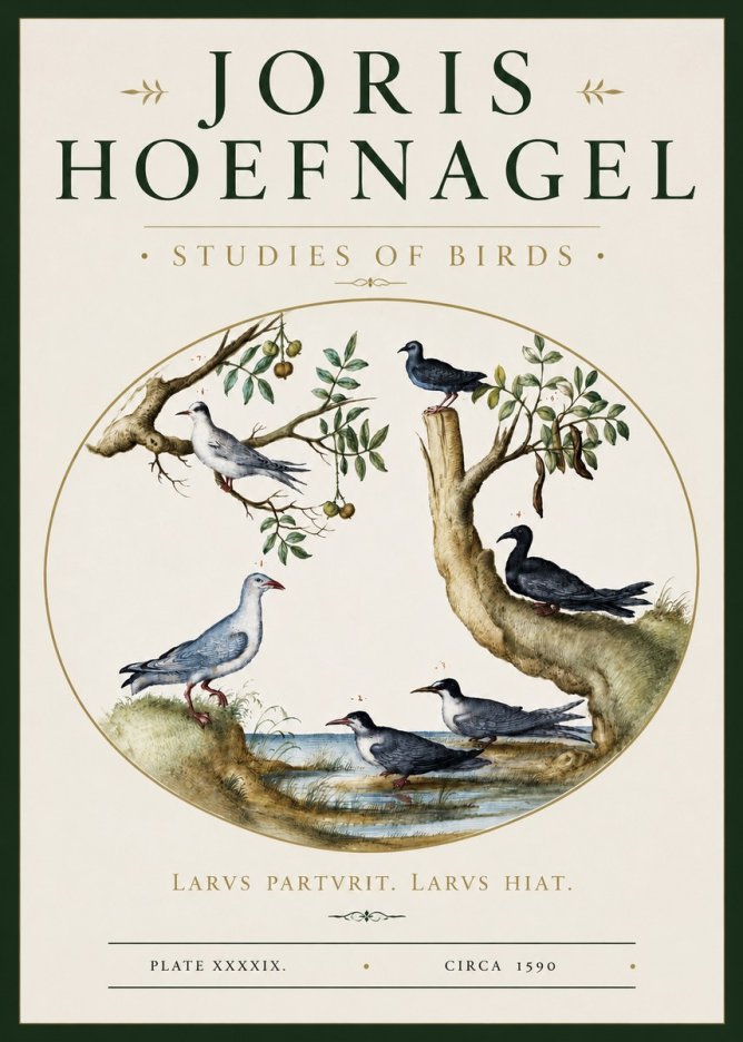 Joris Hoefnagel Studies of Birds II No3 - Poszter