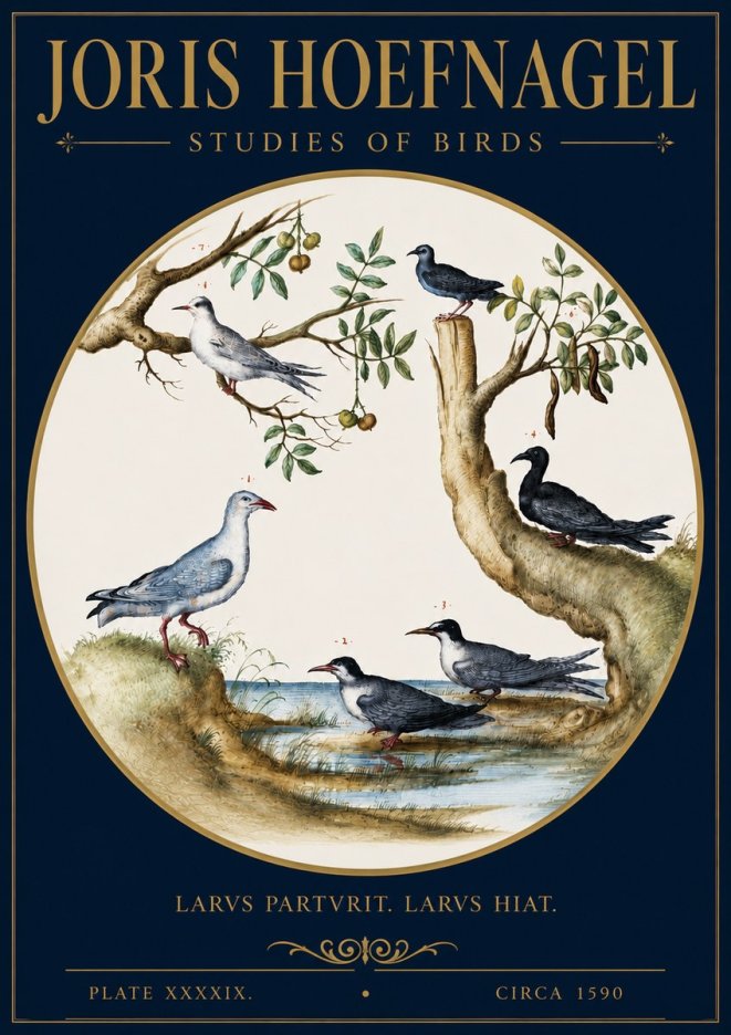 Joris Hoefnagel Studies of Birds II No4 - Poszter