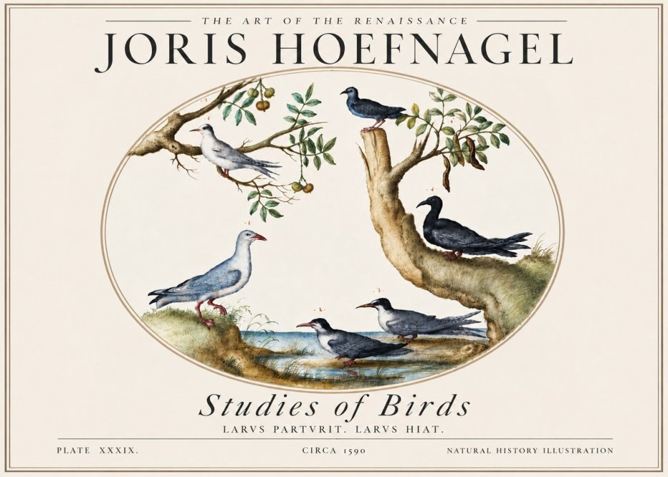 Joris Hoefnagel Studies of Birds II No5 - Poszter