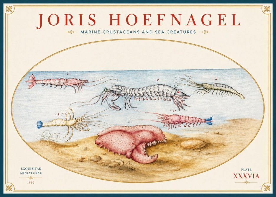 Joris Hoefnagel Marine Crustaceans and Sea Creature No3 - Poszter